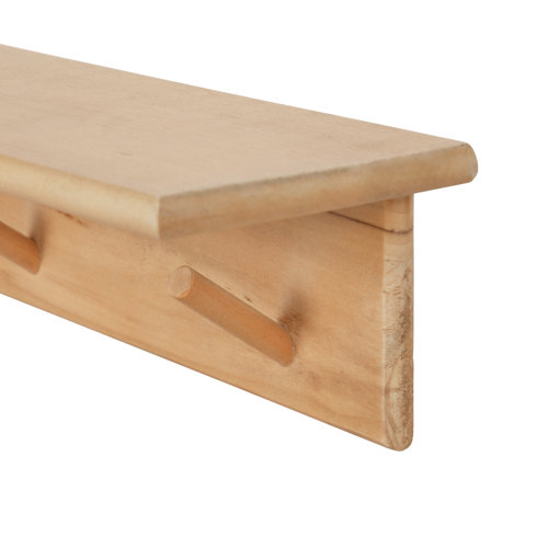 AllModern Shea Poplar Solid Wood Floating Shelf with Hooks & Reviews